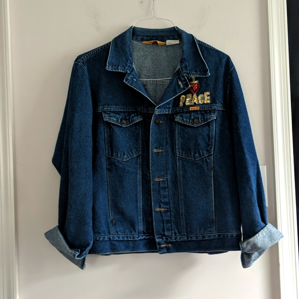 Vintage Denim Jacket I ❤️ Peace Vintage Blue Jean Jacket